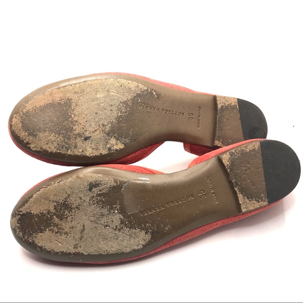 BOTTEGA VENETA ORANGE SUEDE D'ORSAY HALF VAMP PERFORATED FLATS (35) - Picture 10 of 13
